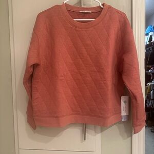 NWT Pale Sky Women's Quilted Crew Neck Sweater - Coral